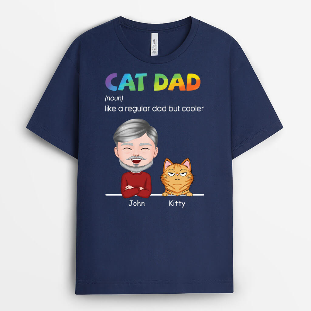 3187AUK2 cat dad dictionary t shirt customised gifts for him
