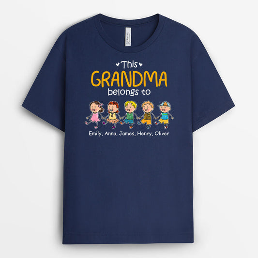 3190AUK2 this grandma belongs to grandkid holding hands personalised t shirt for grandma