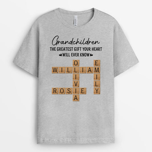 3192AUK1 grandchildren the greatest gift your heart crossword puzzle personalised t shirt for grandma grandad