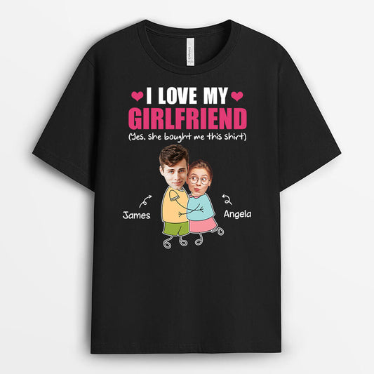 3193AUK1 i love my girlfriend funny printed couples face personalised t shirt for couple_682be1e2 fd25 4688 a2b7 b32db1c9e6a6