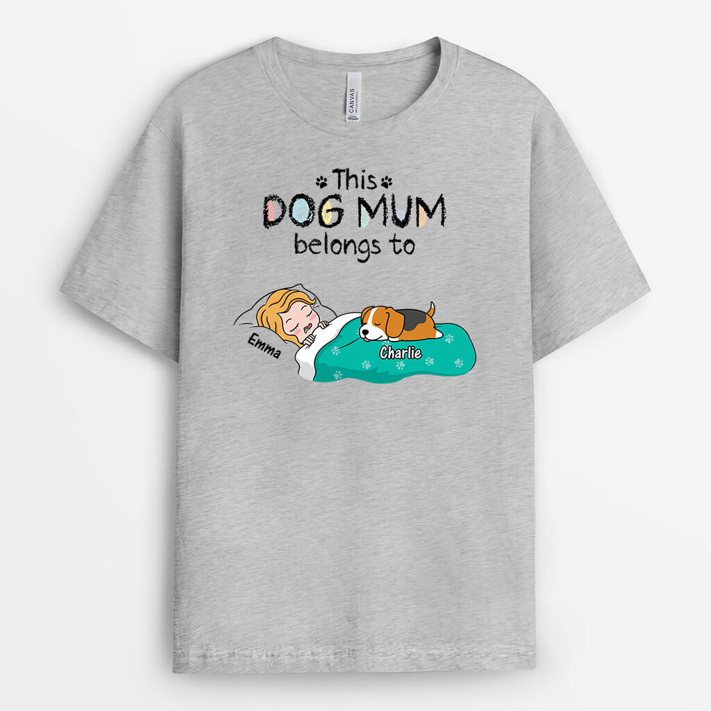 3196AUK2 this dog mum belongs to woman sleeping personalised t shirt for her