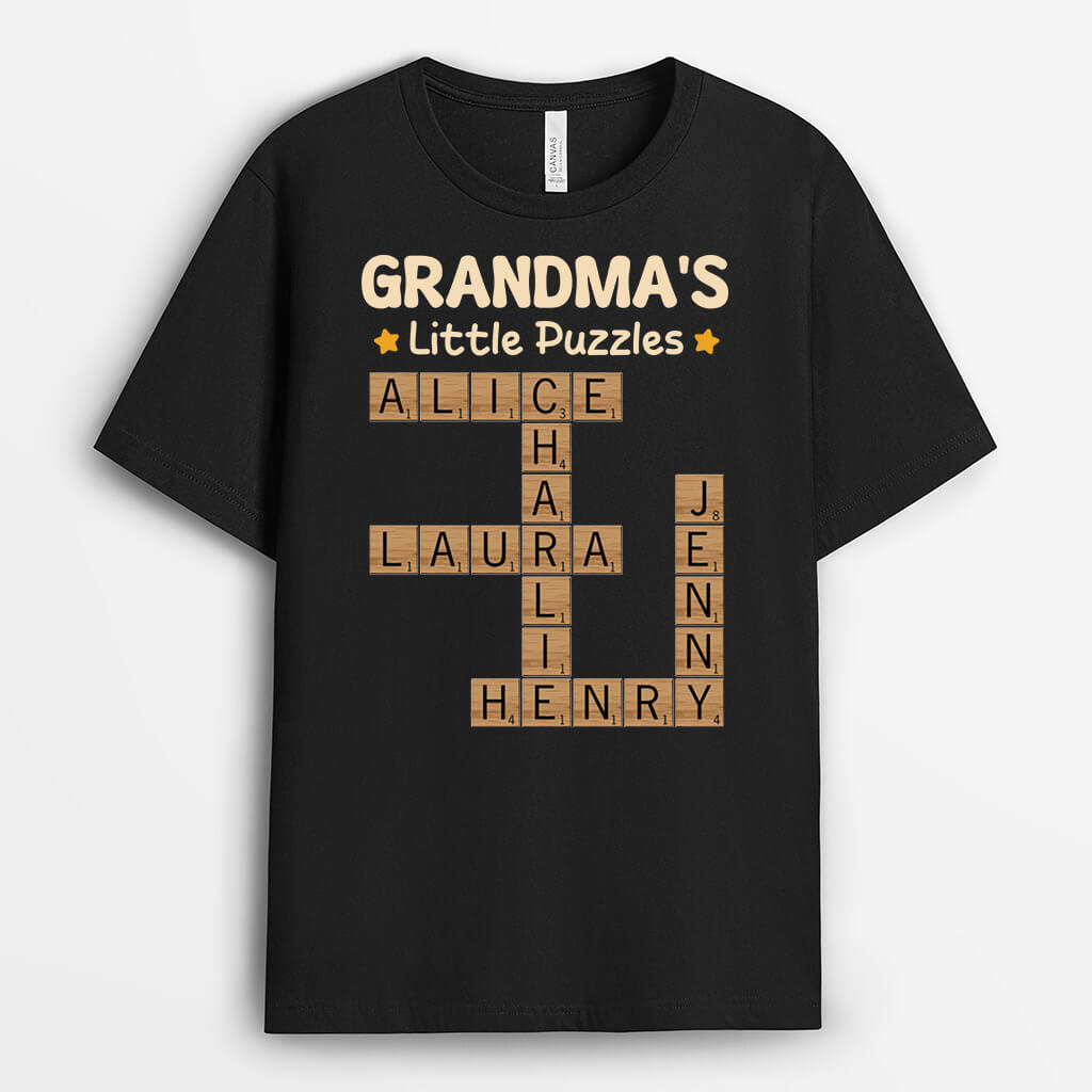 3199AUK1 grandmas little puzzles t shirt personalised presents for grandma