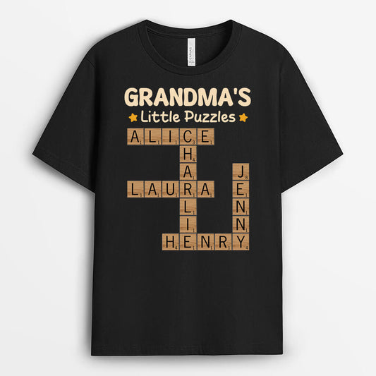 3199AUK1 grandmas little puzzles t shirt personalised presents for grandma