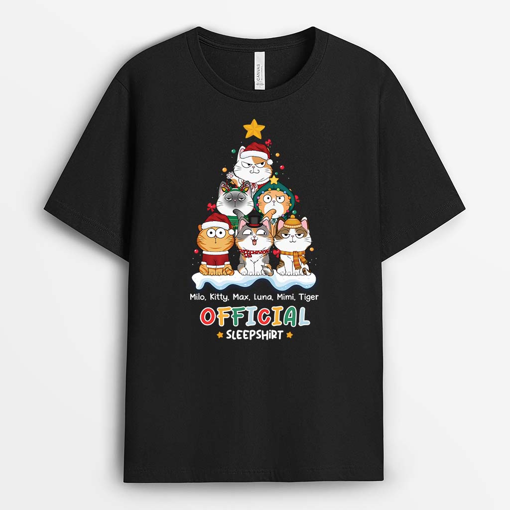 3201AUK1 official sleepshirt christmas theme t shirt personalised gift ideas for cat lovers