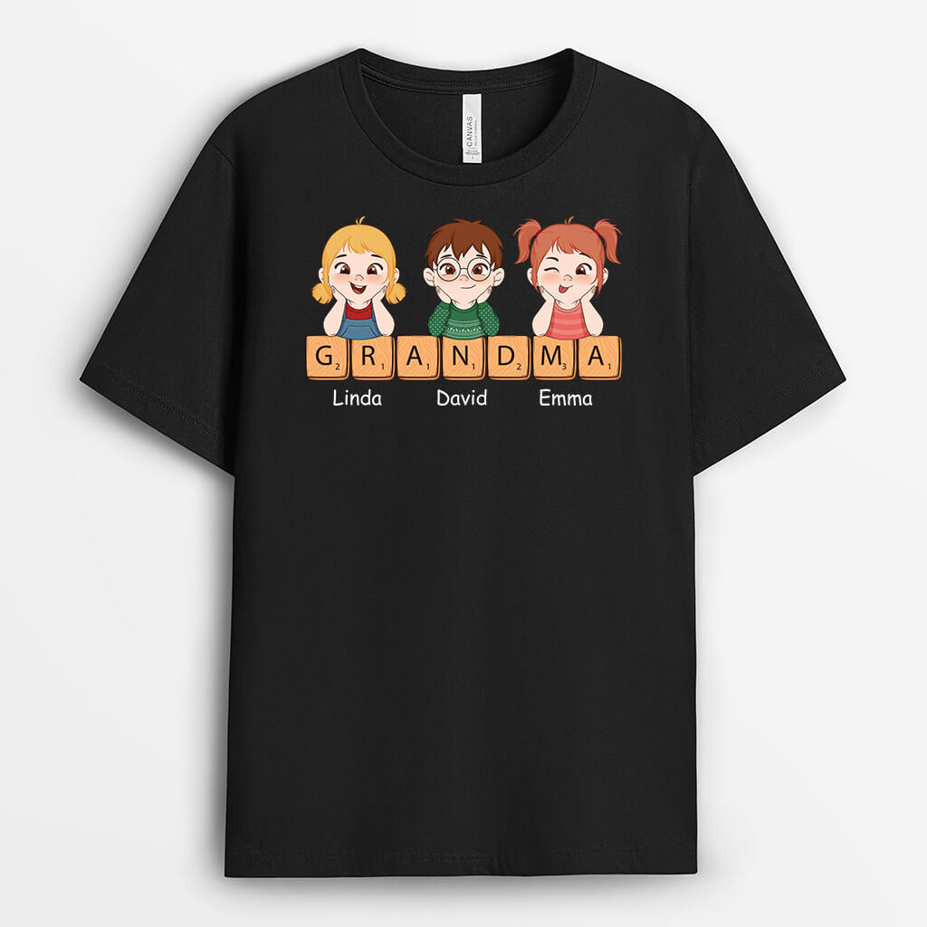 3204AUK2 grandkids name t shirt  personalised presents for grandad