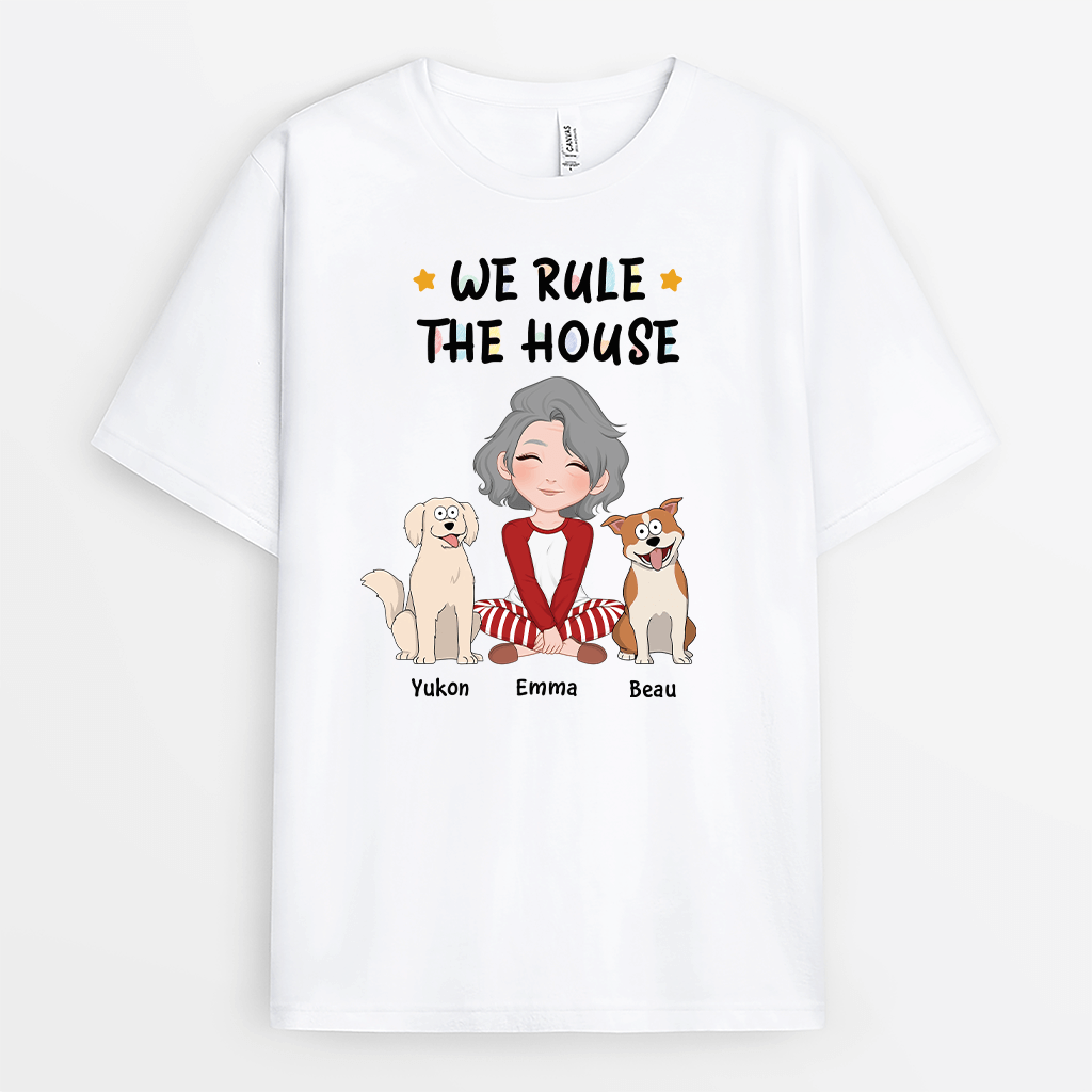 3206AUK1 we rule the house dog version t shirt personalised gifts for dog lovers