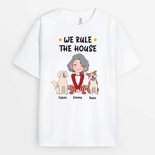 3206AUK1 we rule the house dog version t shirt personalised gifts for dog lovers