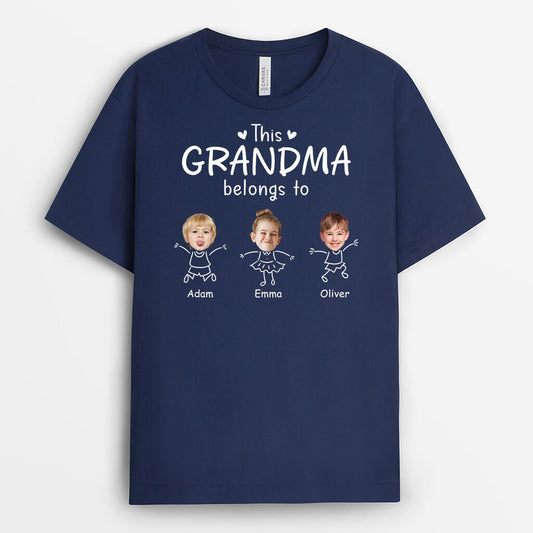 3209AUK2 photo face kids this grandma belongs to t shirt personalised presents for grandma_ uk