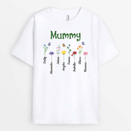 3219AUK2 grandmas flowers garden personalised t shirt for grandma