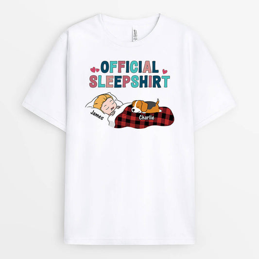 3220AUK2 official sleepshirt woman sleeping with dogs t shirt custom gifts for dog lovers uk