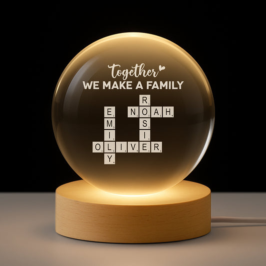 3221LUK1 personalised family crossword puzzle art crystal ball lamp for family 3221l6f5i