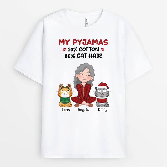 3233AUK2 my pyjamas 20_ cotton 80_ cat hair t shirt custom presents for her