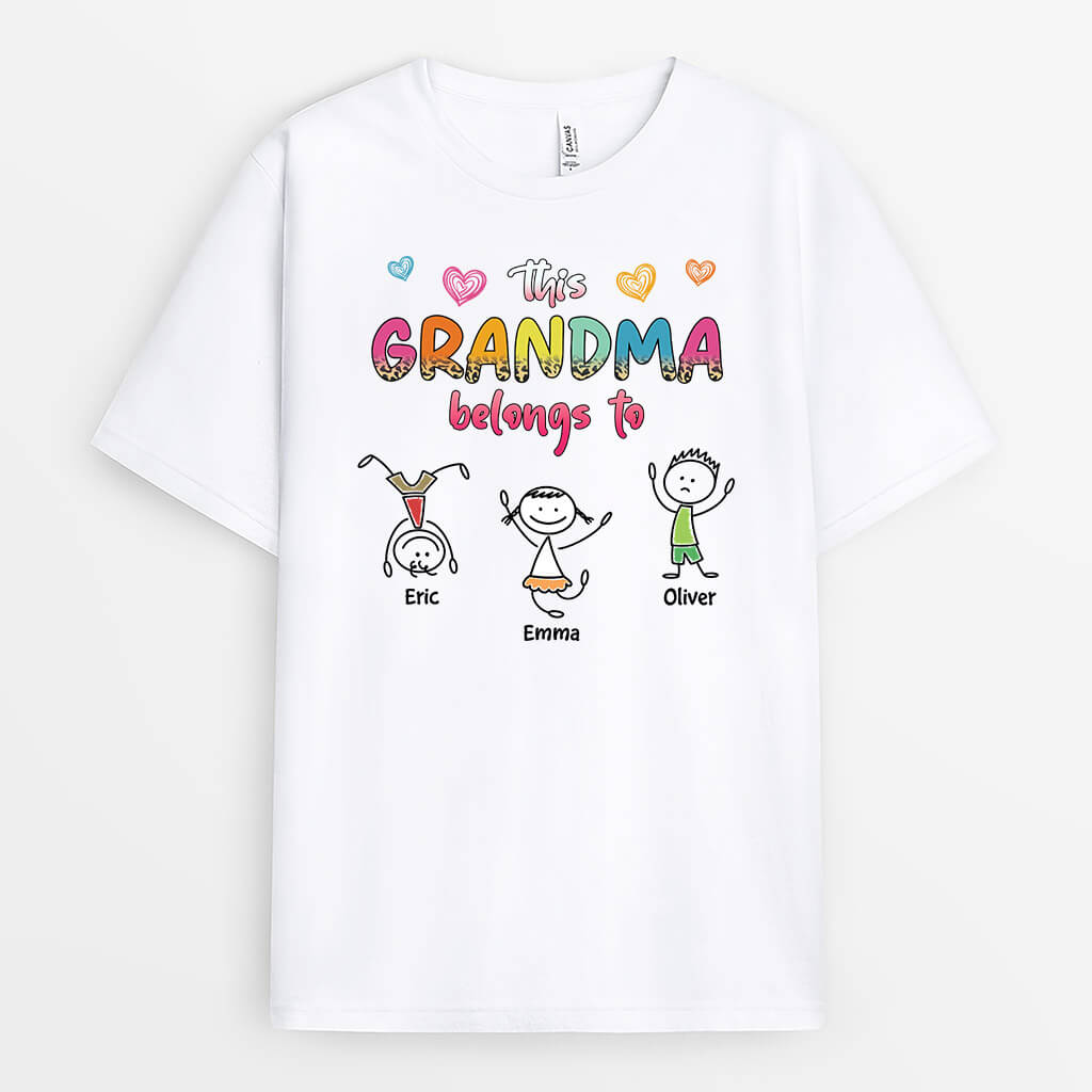 3242AUK1 colourful this grandma belongs to t shirt personalised gifts for grandma