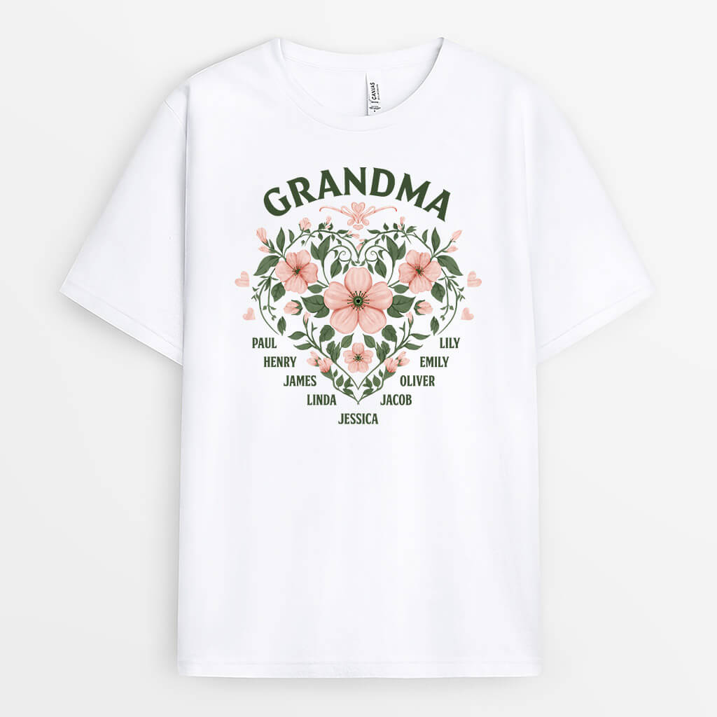 3256AUK1 grandma vintage flowers t shirt personalised gifts for grandma
