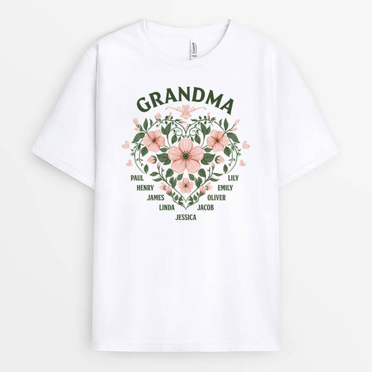3256AUK1 grandma vintage flowers t shirt personalised gifts for grandma
