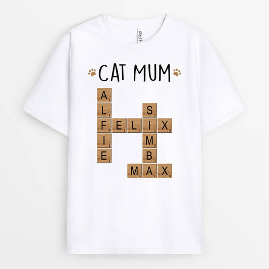 3266AUK1 puzzle cat mum cat dad t shirt personalised gifts for cat lovers