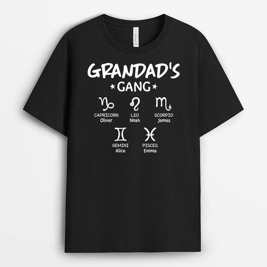 3268AUK1 zodiac grandads gang t shirt personalised gifts for grandad