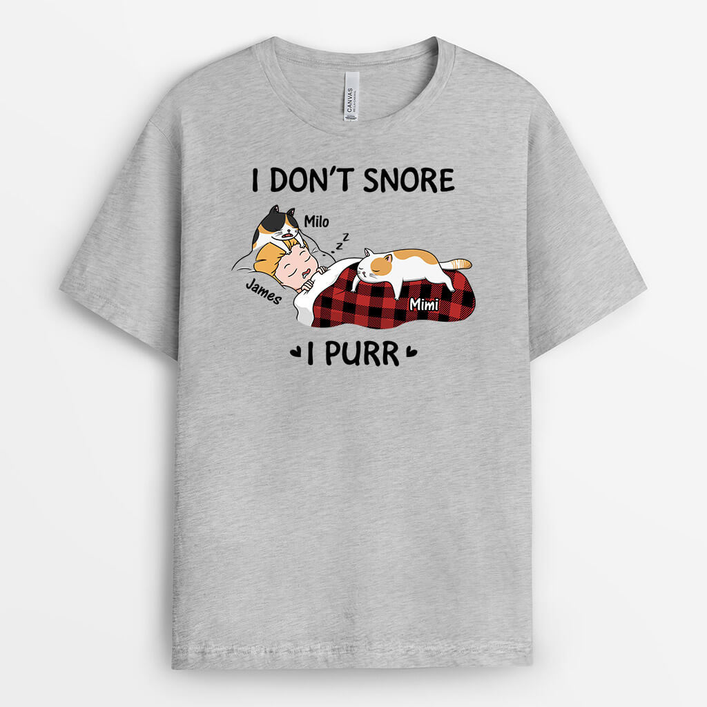 3270AUK2 i dont snore i plurr t shirt personalised gifts for cat mum