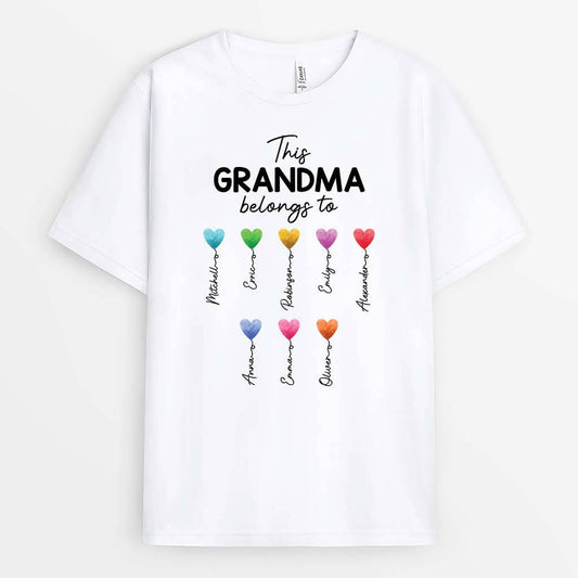 3280AUK1 hearts this grandma belongs to t shirt personalised gifts for grandma