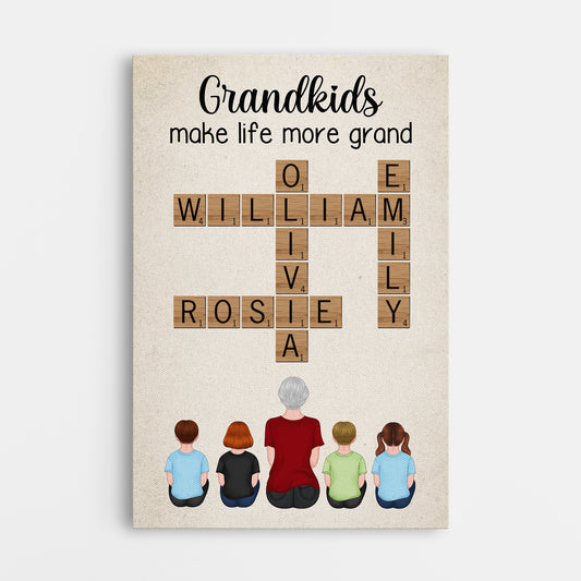 3289CUK1 grandkids make life more grand canvas personalised gift ideas for grandma