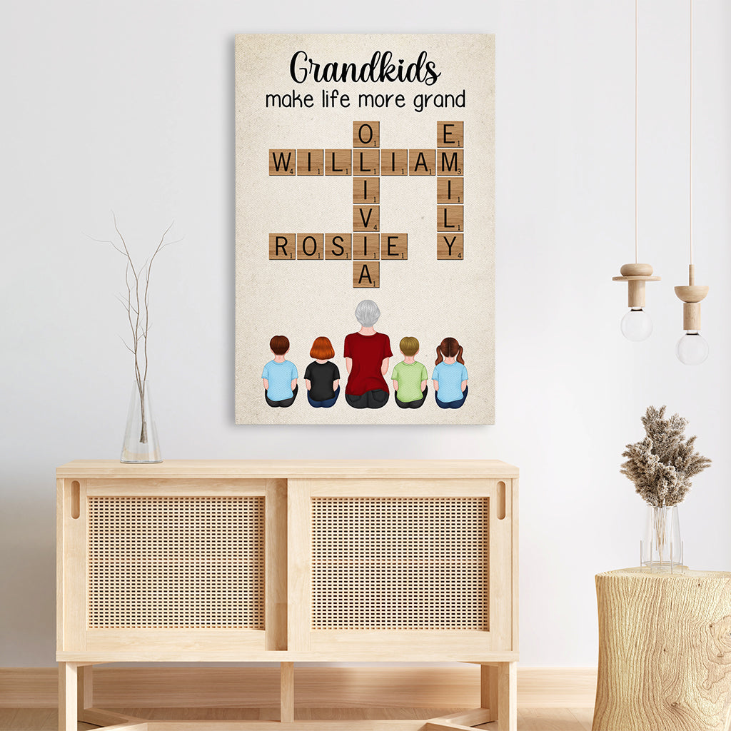 3289CUK3 grandkids make life more grand canvas personalised gift ideas for grandma