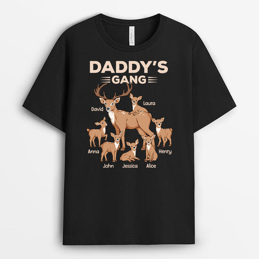 3292AUK2 deer grandads gang t shirt personalised gifts for grandad