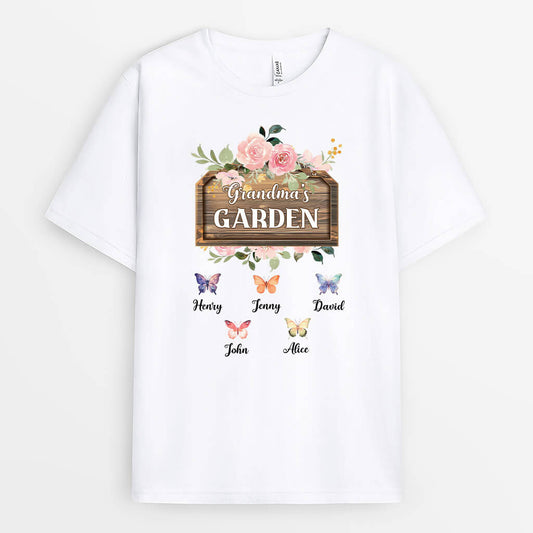 3295AUK1 grandmas garden t shirt personalised gifts for grandma