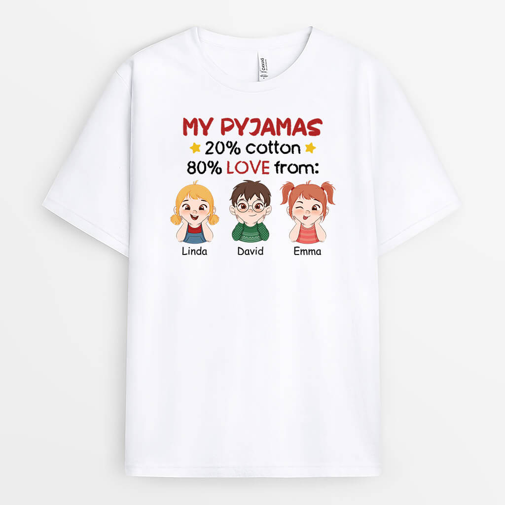 3296UK1 my pyjamas 20_ cotton 80_ love from t shirt personalised gifts for grandma