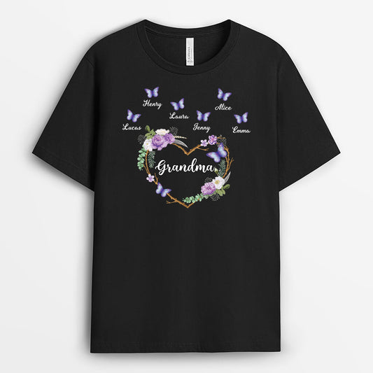 3298AUK1 grandma butterflies t shirt personalised gifts for grandma