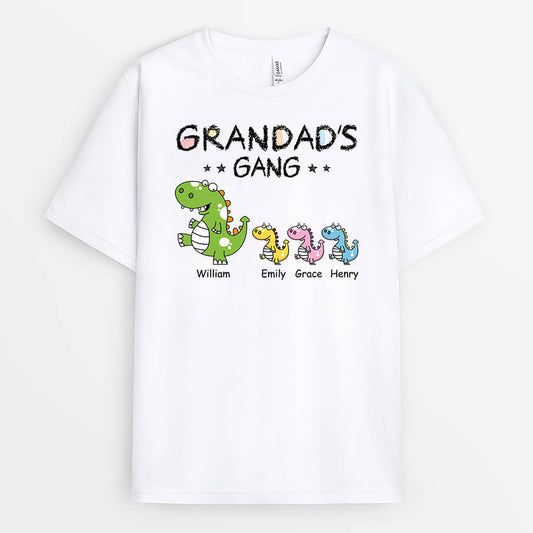3312AUK1 dinosaur grandads gang t shirt personalised gifts for grandad