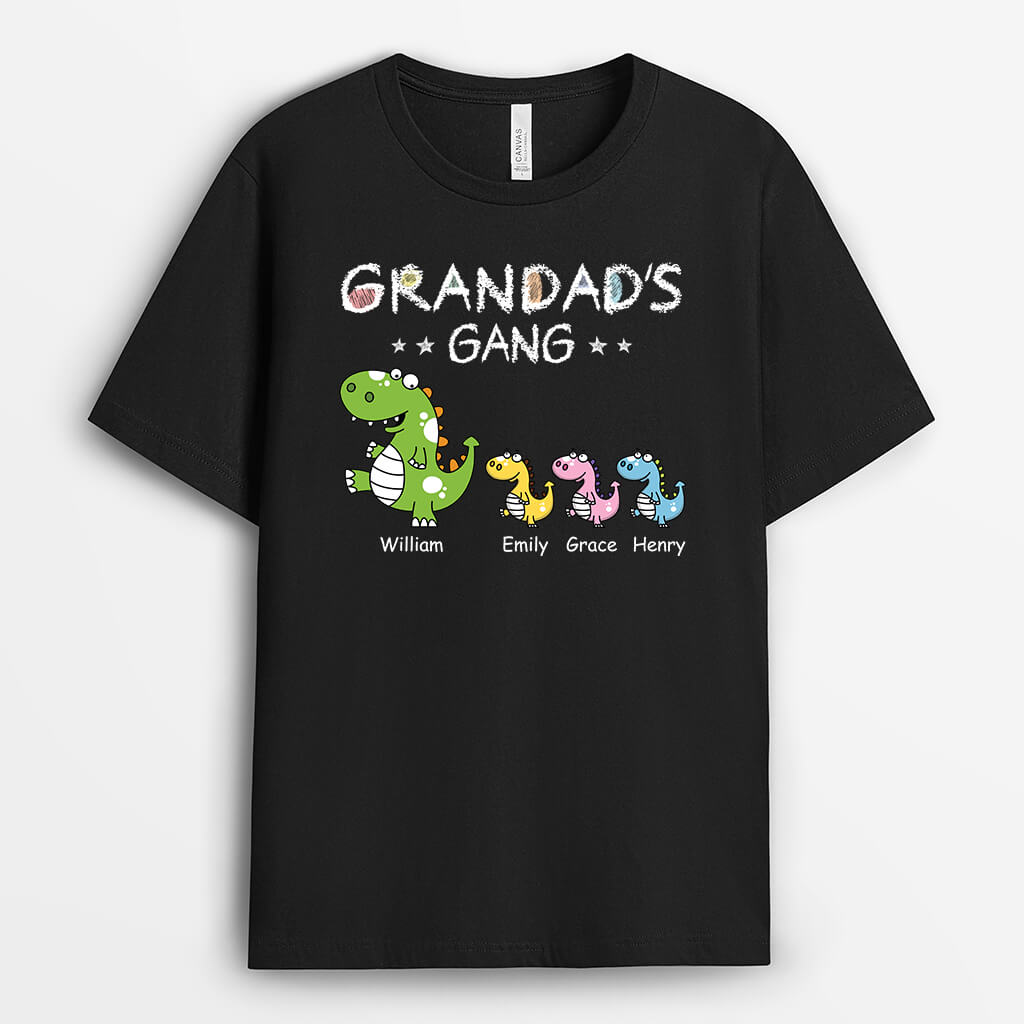 3312AUK1 grandads gang dinorsaus t shirt  personalised gifts for grandad