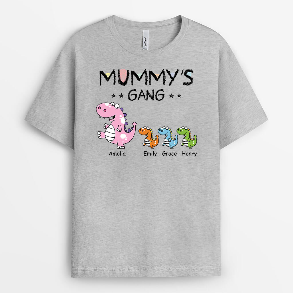 3312AUK2 dinosaur grandads gang t shirt  personalised gifts for grandad