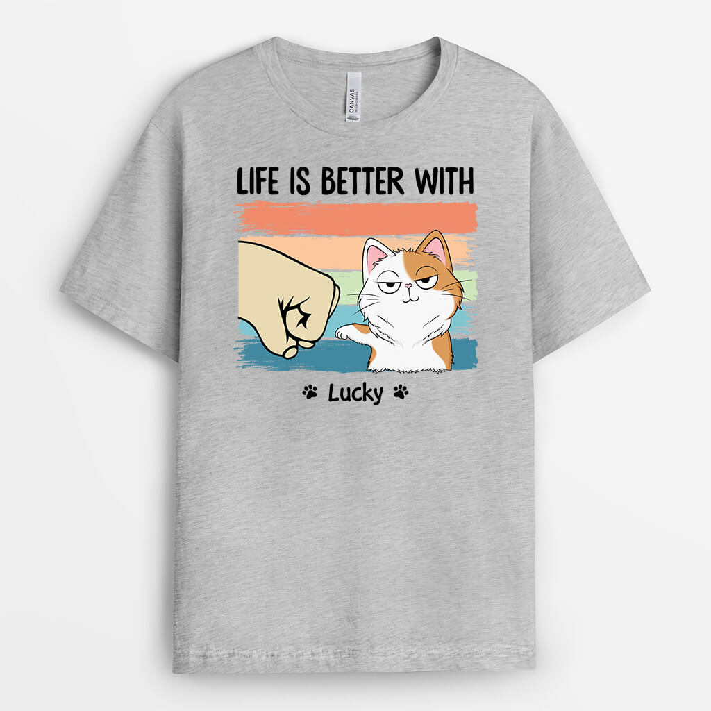 3314AUK2 life is better with t shirt personalised gifts for cat owners