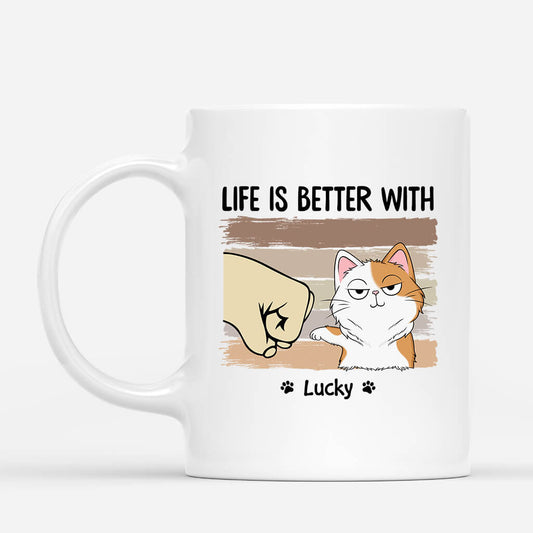 3314MUK1 personalised life is better with cat mug funny gifts for cat lovers
