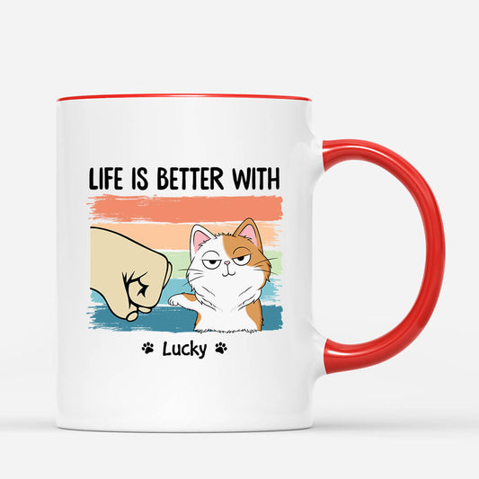 3314MUK2 personalised life is better with cat mug funny gifts for cat lovers