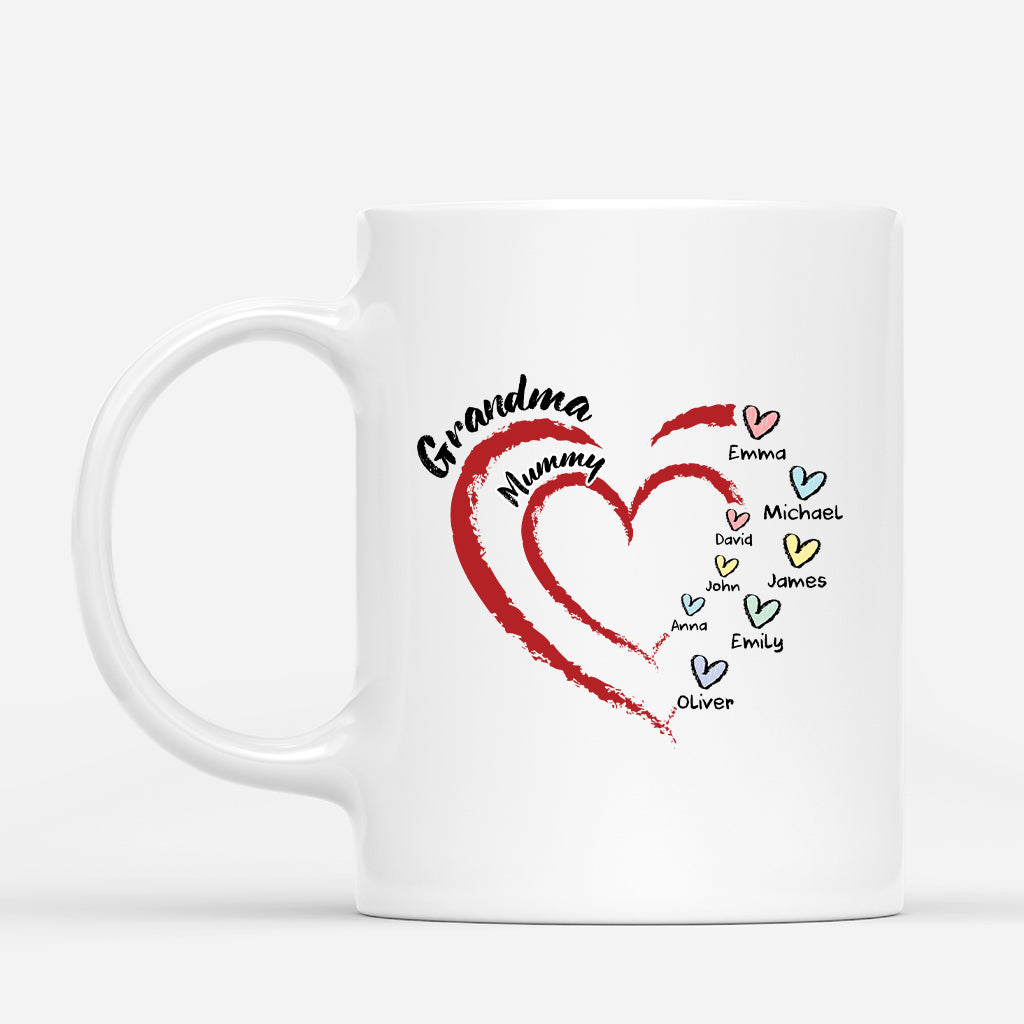 3319MUK1 personalised grandma mummy heart design mug personalised gift for grandma mum