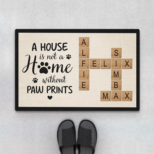 3333DUK1 personalised a house is not a home without paw prints doormat personalised gift for pet lovers