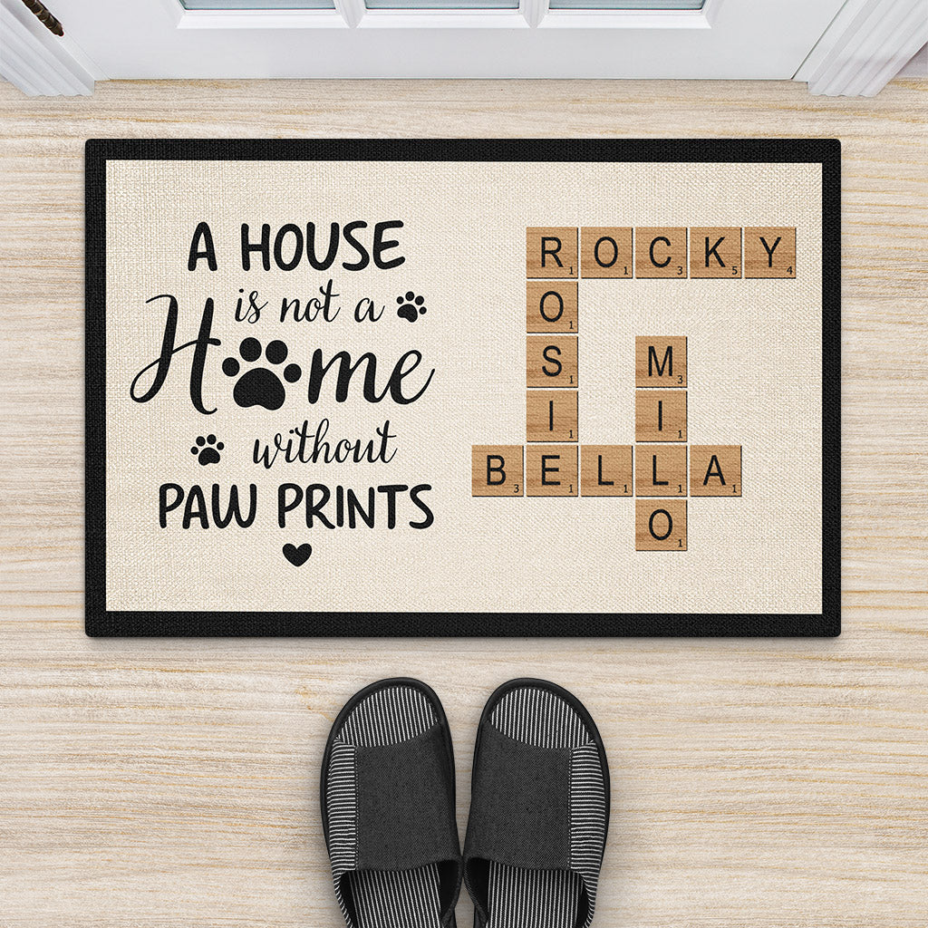 3333DUK2 personalised a house is not a home without paw prints doormat personalised gift for pet lovers