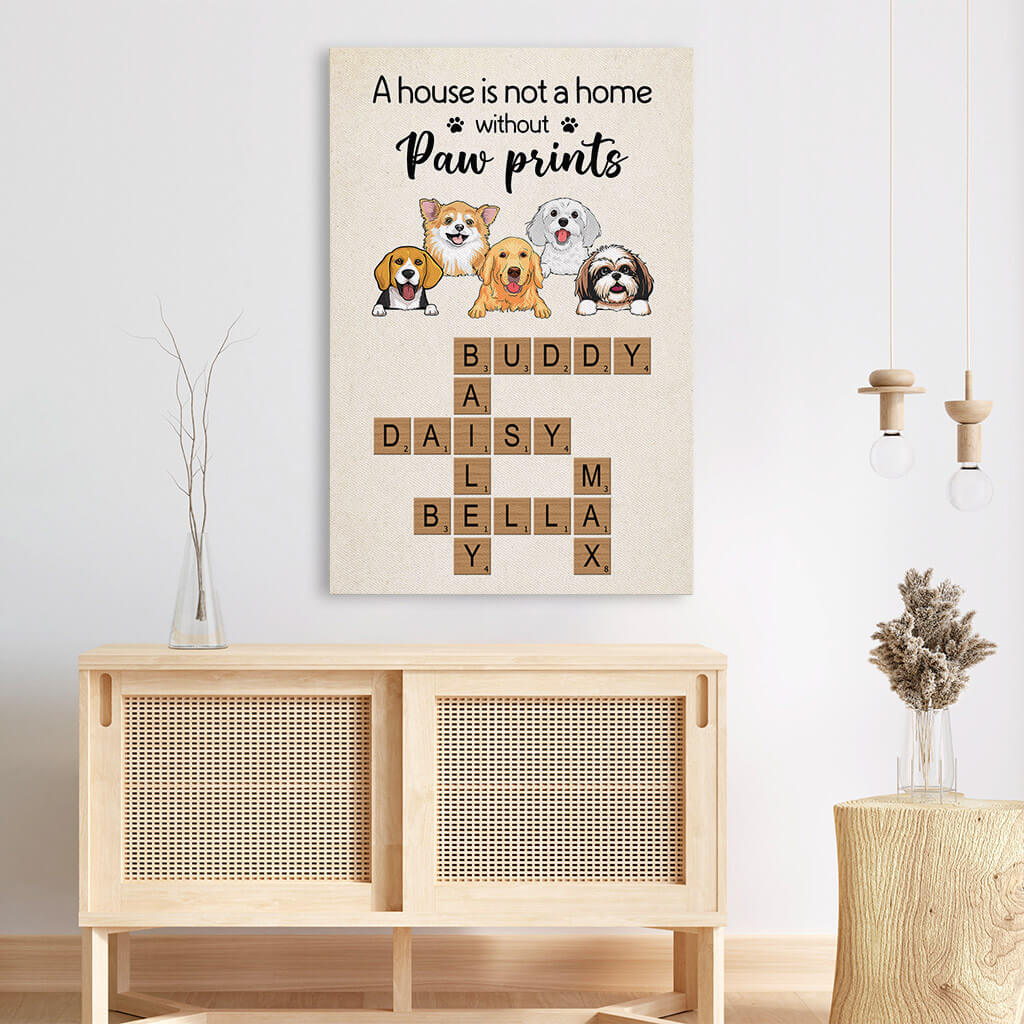 3334CUK3 personalised a house is not a home without paw prints canvas personalised gift for dog lovers