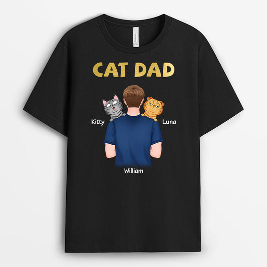 3341AUK1 personalised cat dad hugs cats t shirt personalised gifts for cat lovers