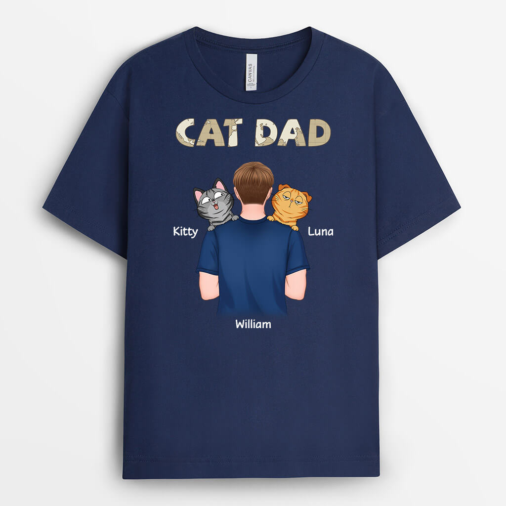 3341AUK2 personalised cat dad hugs cats t shirt personalised gifts for cat lovers
