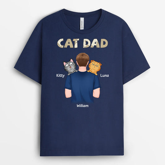 3341AUK2 personalised cat dad hugs cats t shirt personalised gifts for cat lovers