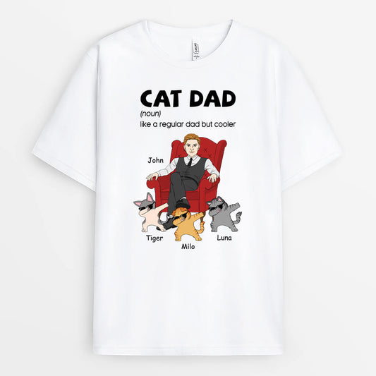 3342AUK1 personalised cool cats cat dad t shirt personalised gifts for cat lovers