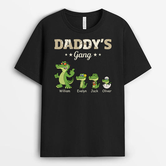 3345AUK2 personalised grandads gang crocodile grandad grandkids personalised t shirt for grandad