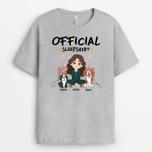 3359AUK2 official sleepshirt with girl dogs sitting on bed t shirt personalised gifts for dog owners