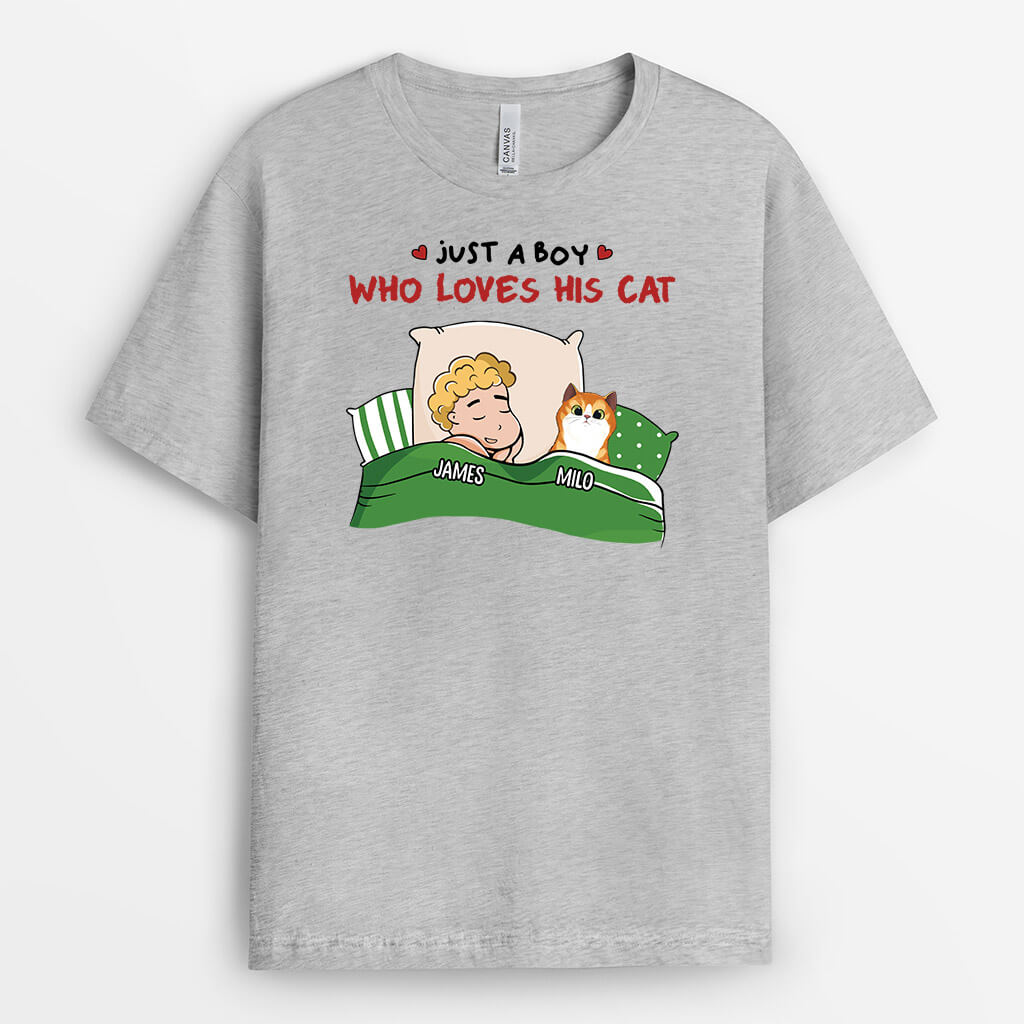 3366AUK2 just a girl boy who loves cats t shirt personalised gifts for cat mum cat dad