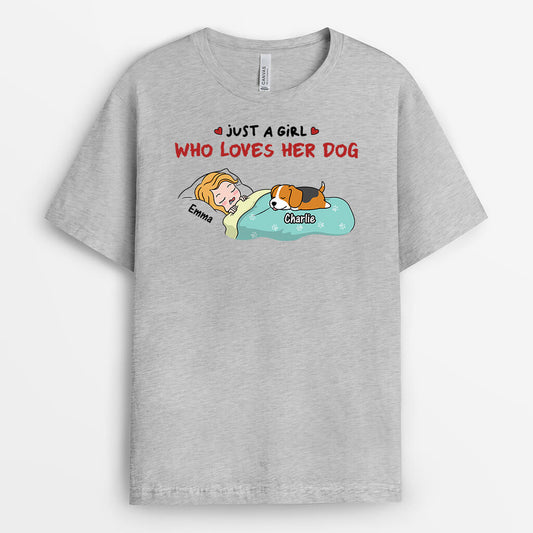 3367AUK2 just a girl boy who loves dog t shirt personalised gifts for dog owners