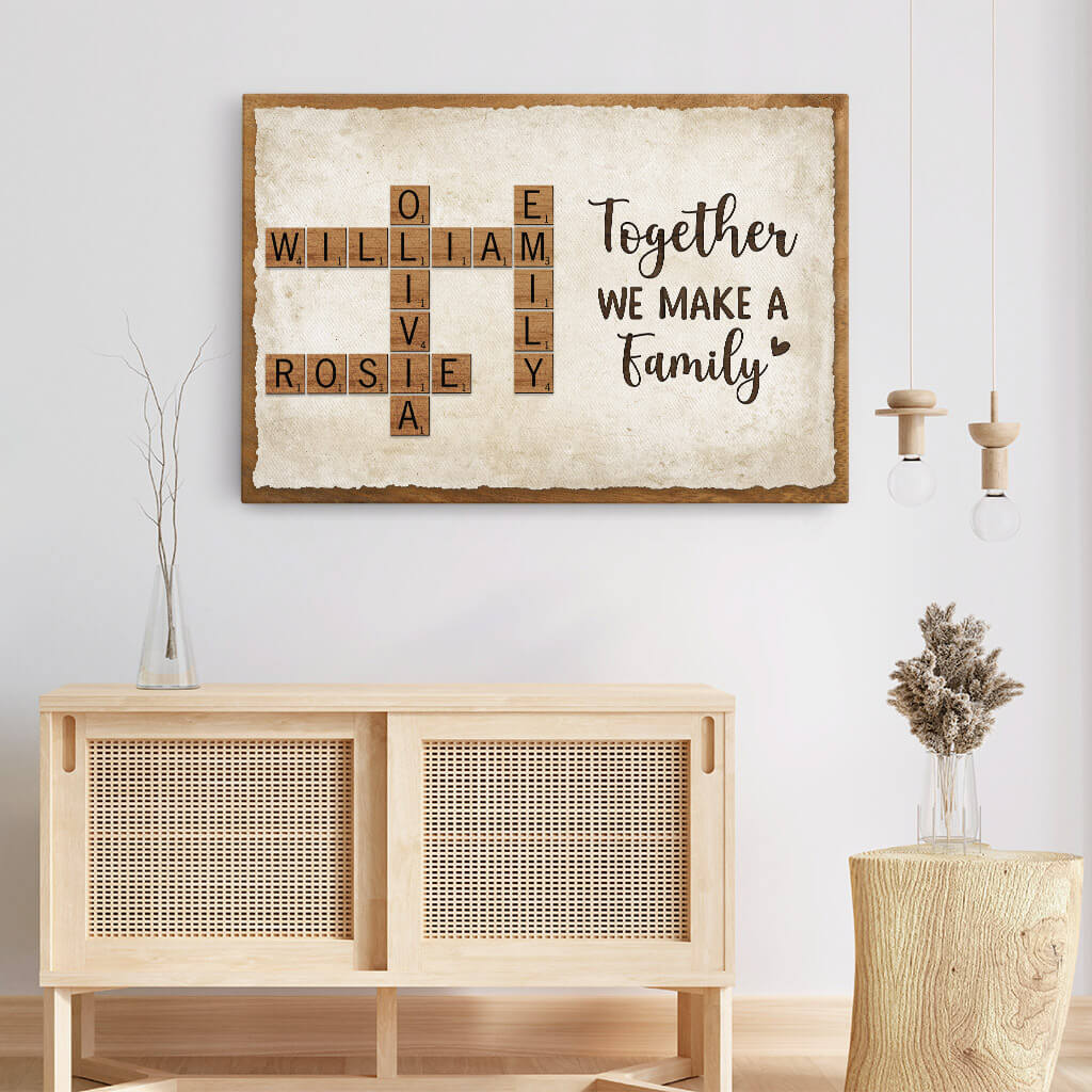 3368CUK3 personalised together we make a family crossword canvas personalised gift for family