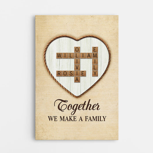 3369CUK1 together we make a family heart crossword canvas personalised gifts for your family