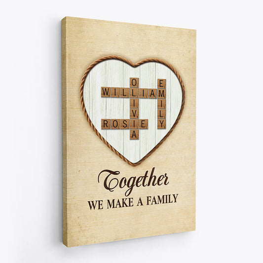 3369CUK2 together we make a family heart crossword canvas personalised gifts for your family